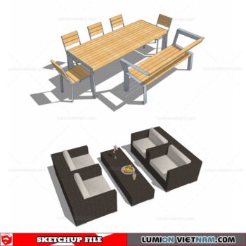Outdoor Table and Chairs - Sketchup Models By Cuong Covua