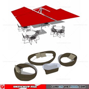 Outdoor Table and Chairs - Sketchup Models By Cuong Covua