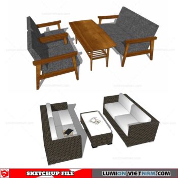 Outdoor Table and Chairs - Sketchup Models By Cuong Covua
