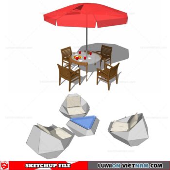 Outdoor Table and Chairs - Sketchup Models By Cuong Covua