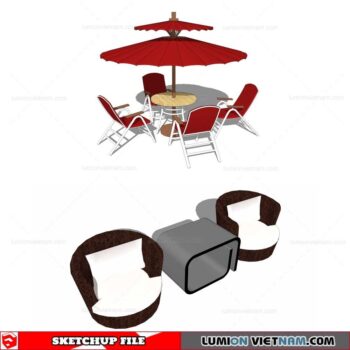 Outdoor Table and Chairs - Sketchup Models By Cuong Covua