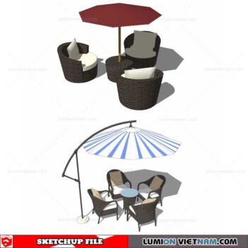 Outdoor Table and Chairs - Sketchup Models By Cuong Covua