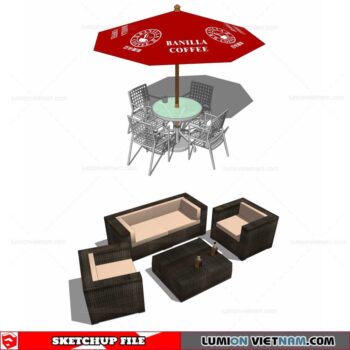 Outdoor Table and Chairs - Sketchup Models By Cuong Covua
