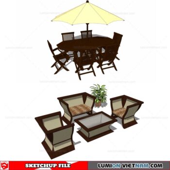 Outdoor Table and Chairs - Sketchup Models By Cuong Covua