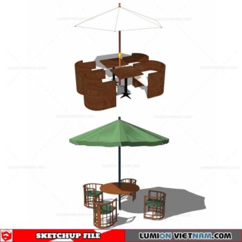 Outdoor Table and Chairs - Sketchup Models By Cuong Covua
