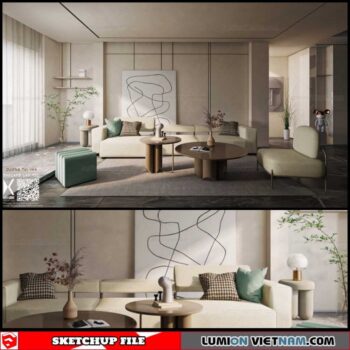 Living room - Sketchup Interior Scene By Kien Xuong
