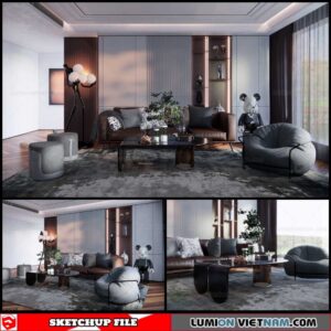 Living room - Sketchup Interior Scene