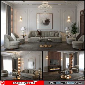 Living room - Sketchup Interior Scene By Nguyen Van Nam