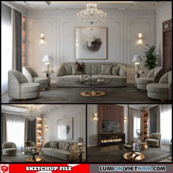 Living room - Sketchup Interior Scene By Nguyen Van Nam