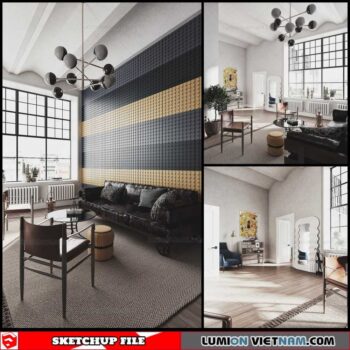 Living room - Sketchup Interior Scene By Chau Hung