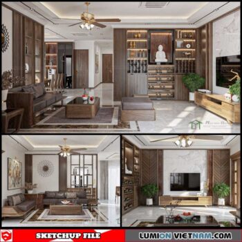 Living room - Sketchup Interior Scene By Danh Nam