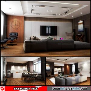 Living room - Sketchup Interior Scene By Trung Do