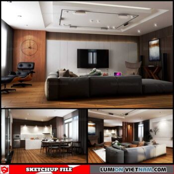 Living room - Sketchup Interior Scene By Trung Do