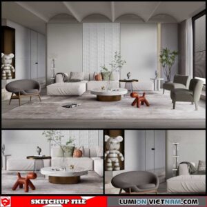 Living room - Sketchup Interior Scene By Dinh Thanh