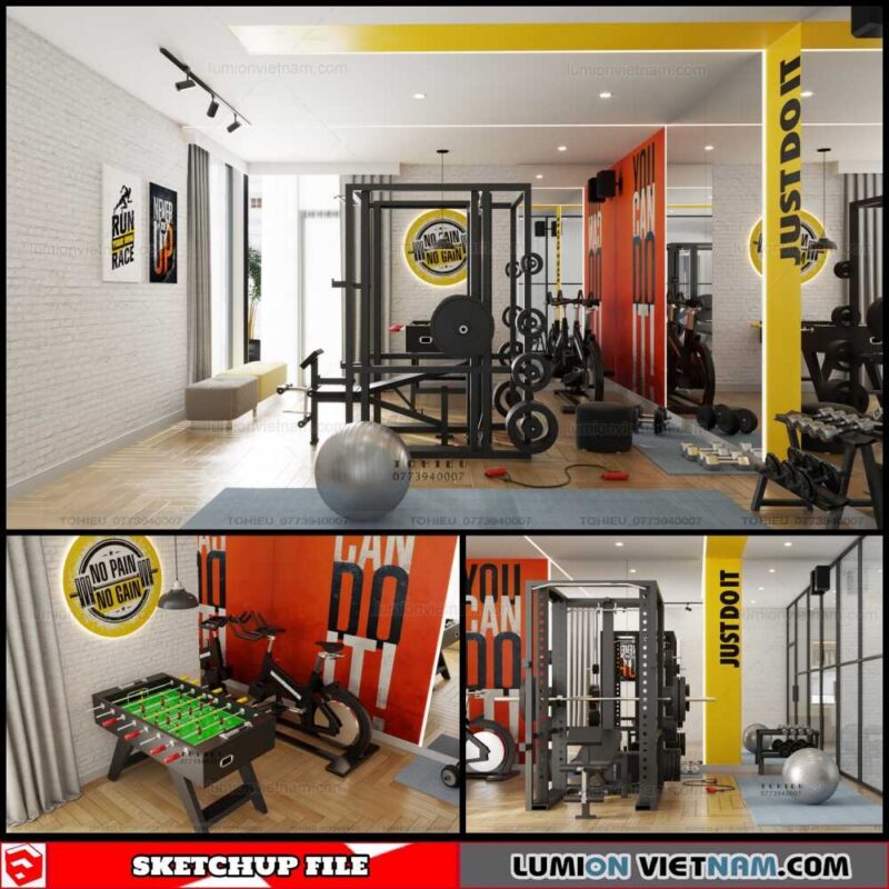 Gym room - Sketchup Interior Scene By To Hieu