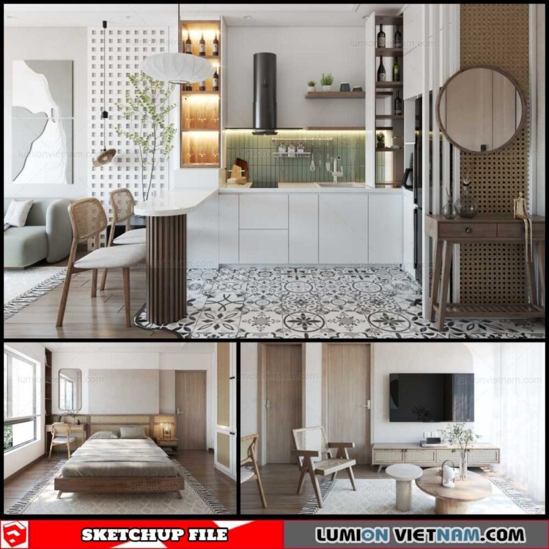 Apartment - Sketchup Interior Scene By Ha Anh