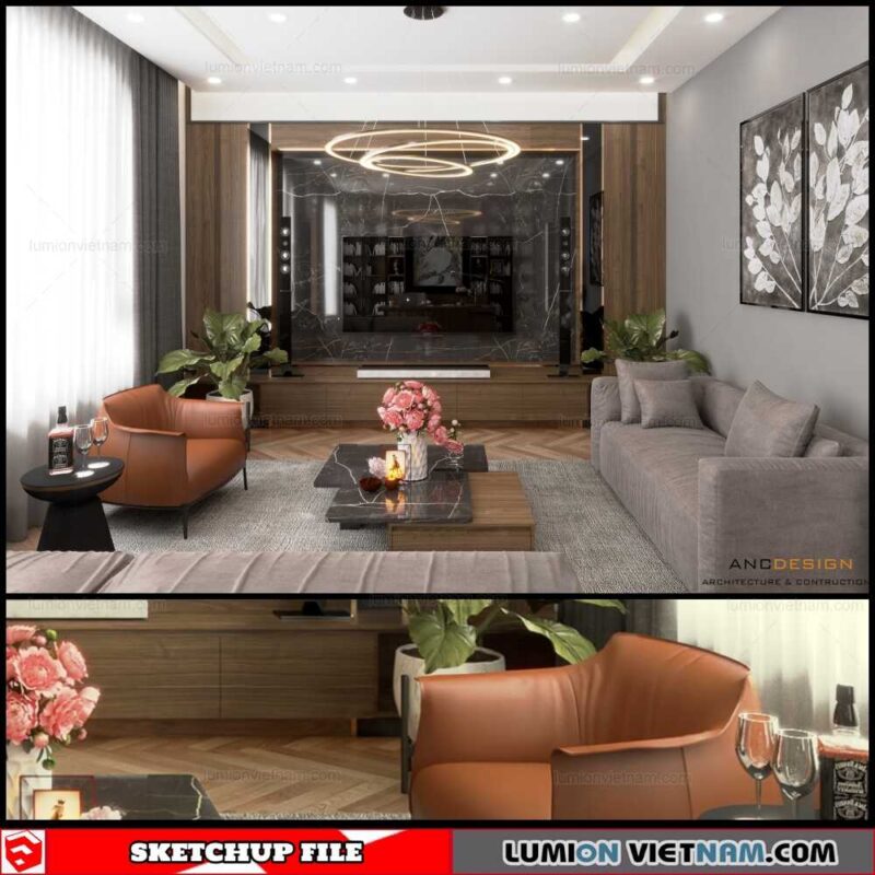Living room - Sketchup Interior Scene By Tien Dang