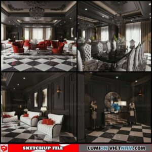 Living room - Sketchup Interior Scene By Chau Hung