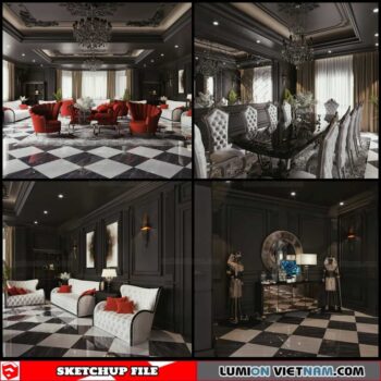 Living room - Sketchup Interior Scene By Chau Hung