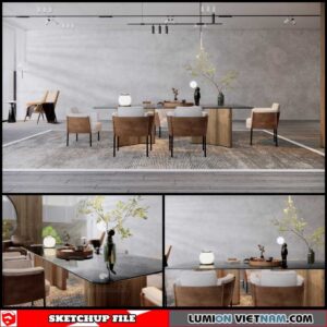 Dining room - Sketchup Interior Scene By Anh Khai