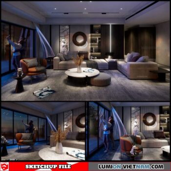 Living room - Sketchup Interior Scene By Quan