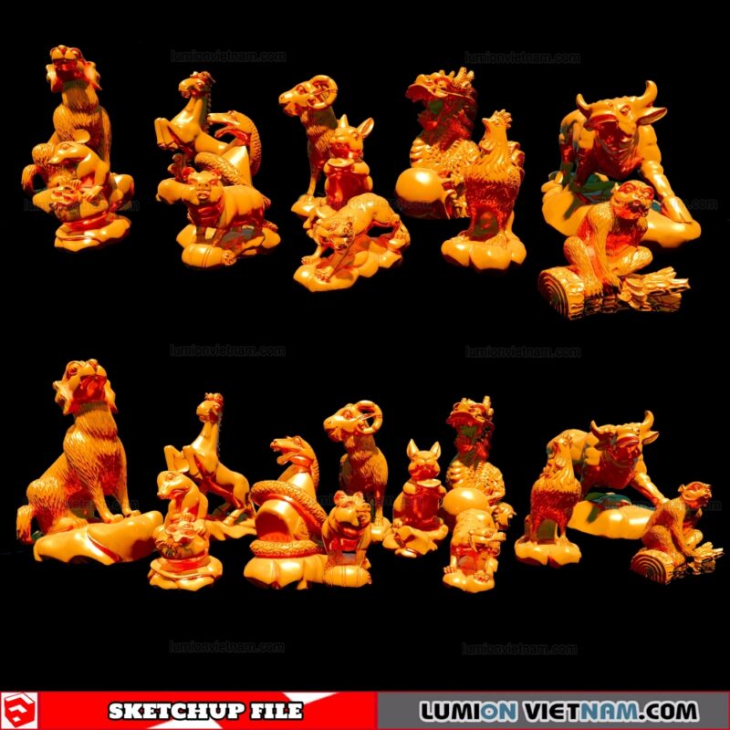 12 Chinese Zodiac - Sketchup Models