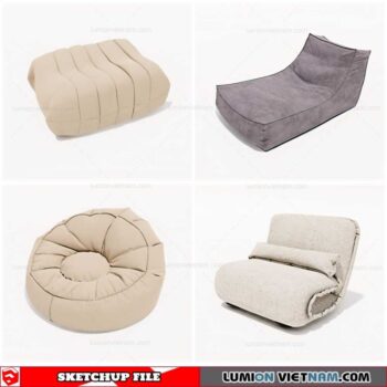 Soft Pouf Chair - Sketchup Models By Cuong Covua