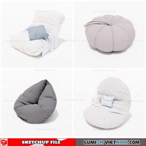 Soft Pouf Chair - Sketchup Models By Cuong Covua