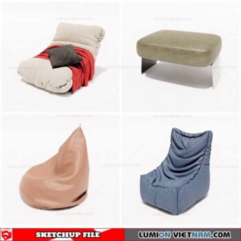 Soft Pouf Chair - Sketchup Models By Cuong Covua