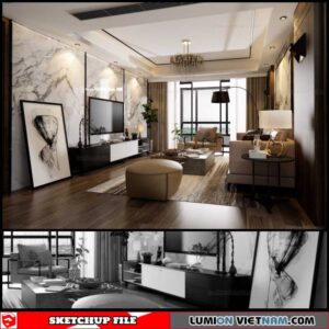 Living room - Sketchup Interior Scene By Dinh Thanh