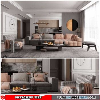 Living room - Sketchup Interior Scene