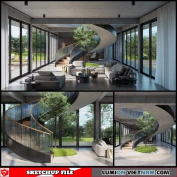 Living room - Sketchup Interior Scene By Ngo Hai