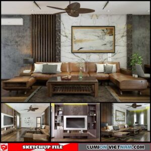 Living room - Sketchup Interior Scene By Hoang Duc
