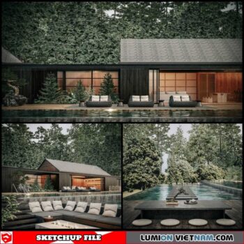 Pool House - Sketchup Exterior Scene By Huu Toan
