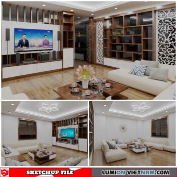 Living room - Sketchup Interior Scene By Long Minh