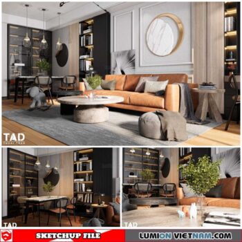 Living room - Sketchup Interior Scene By Thoai Tran