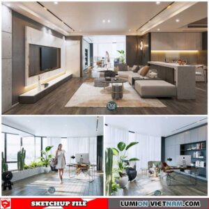 Living room - Sketchup Interior Scene By Dathouzz