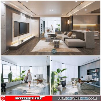 Living room - Sketchup Interior Scene By Dathouzz