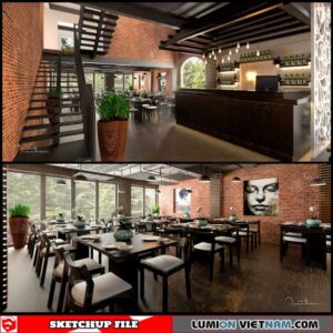 Restaurant - Sketchup Interior Scene By Tuan Tran