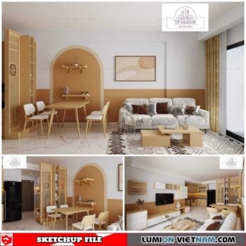 Living room - Sketchup Interior Scene By Pham Thang