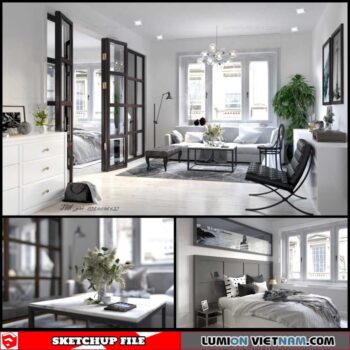 Living room - Sketchup Interior Scene