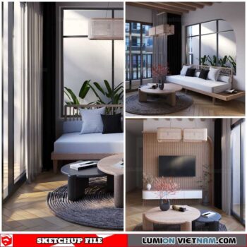 Living room - Sketchup Interior Scene By Duy Giang