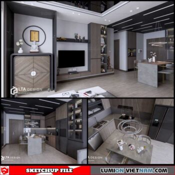 Living room - Sketchup Interior Scene By Cao Hoang Nhat Long