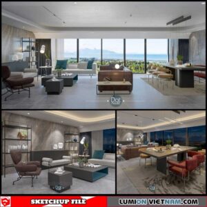 Living room - Sketchup Interior Scene By Dathouzz