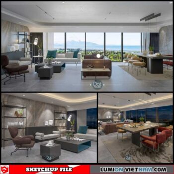 Living room - Sketchup Interior Scene By Dathouzz