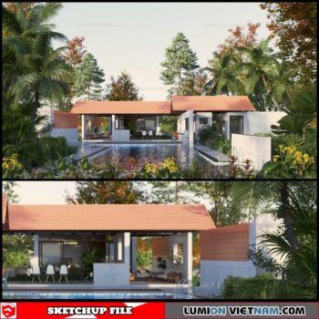 Pool House - Sketchup Exterior Scene By Dung Huy
