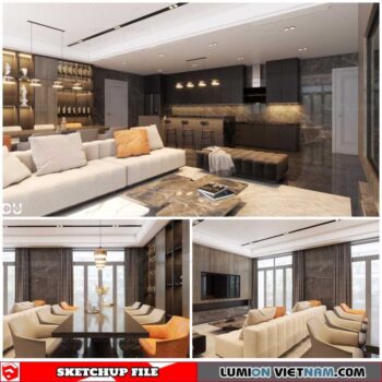 Living room - Sketchup Interior Scene By Du Nguyen