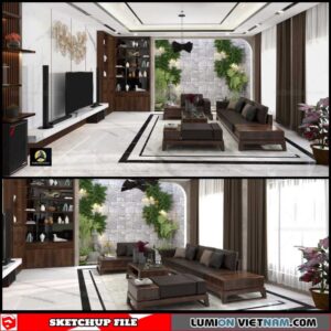 Living room - Sketchup Interior Scene By Tran Cam Art