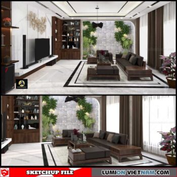 Living room - Sketchup Interior Scene By Tran Cam Art