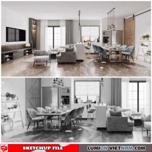 Living room - Sketchup Interior Scene By Cuong Covua